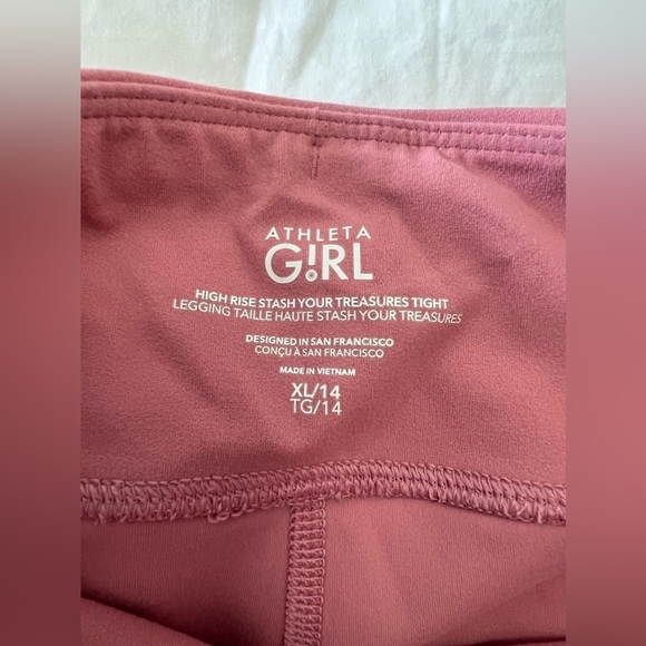 Athleta Girl | SZ XL (14) High Rise Stash Your Treasures Tight Legging Pink - Picture 2 of 7
